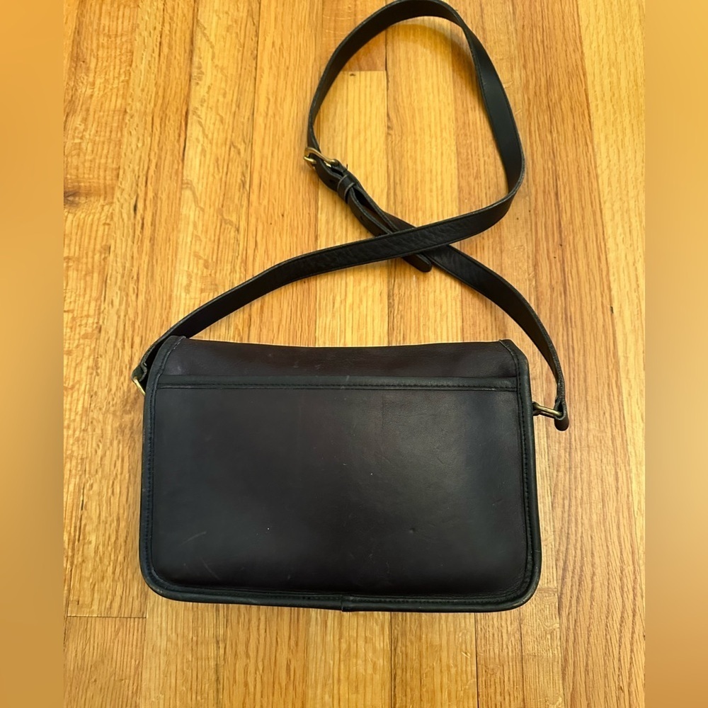 Vintage Coach Compartment Crossbody Bag Black Leather - Picture 4 of 16